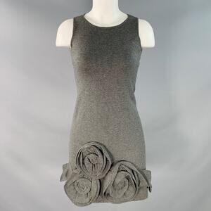 RED VALENTINO Size S Grey Wool Blend Sleeveless Rosette Appliques Dress
